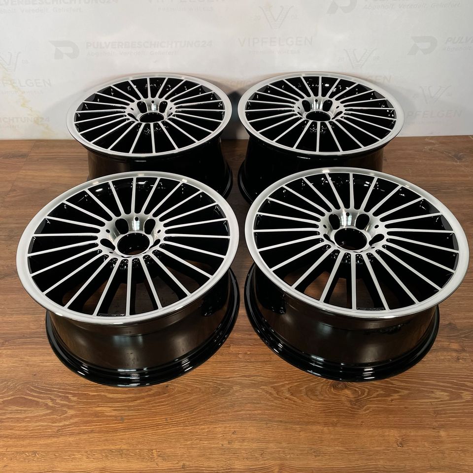 2 x 9,5 jOriginale 18 Zoll Mercedes SL AMG 55 R230 8,5J + 9,5J Alufelgen Felgen Leichtmetallfelgen schwarz mit glanzgedrehter Front (weitere Farben möglich) 