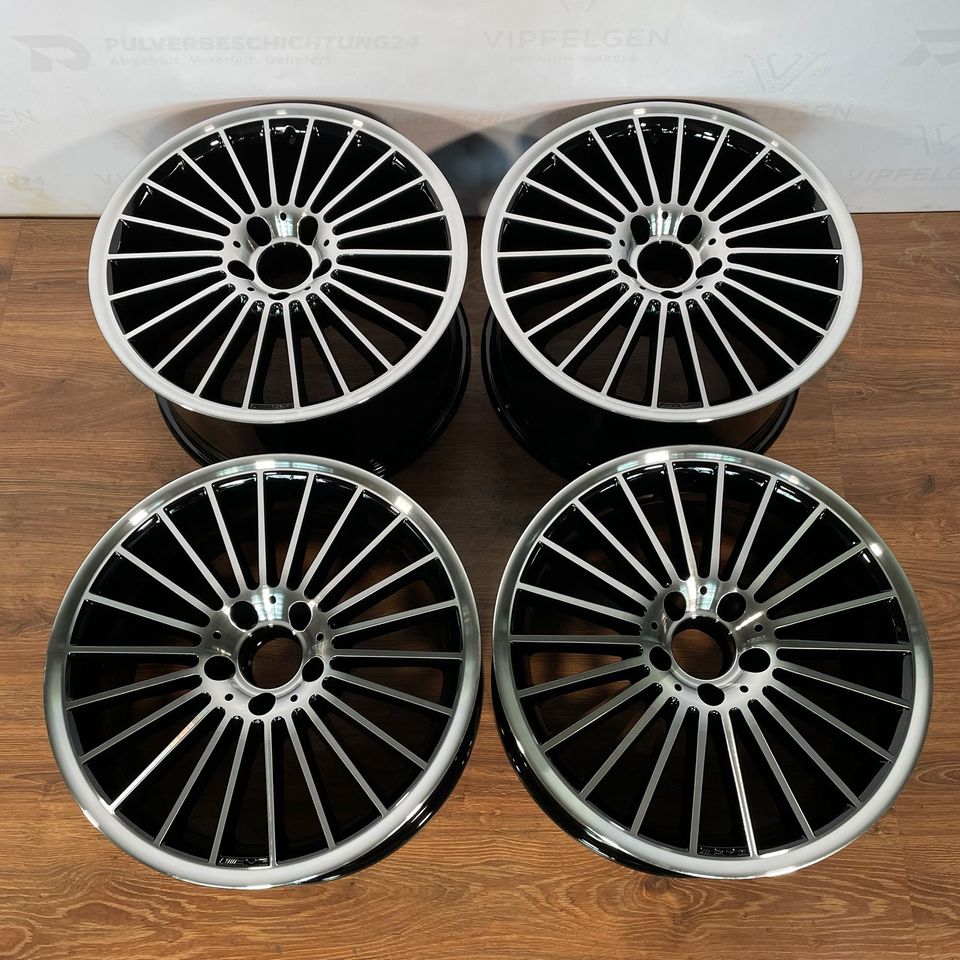 2 x 9,5 jOriginale 18 Zoll Mercedes SL AMG 55 R230 8,5J + 9,5J Alufelgen Felgen Leichtmetallfelgen schwarz mit glanzgedrehter Front (weitere Farben möglich) 